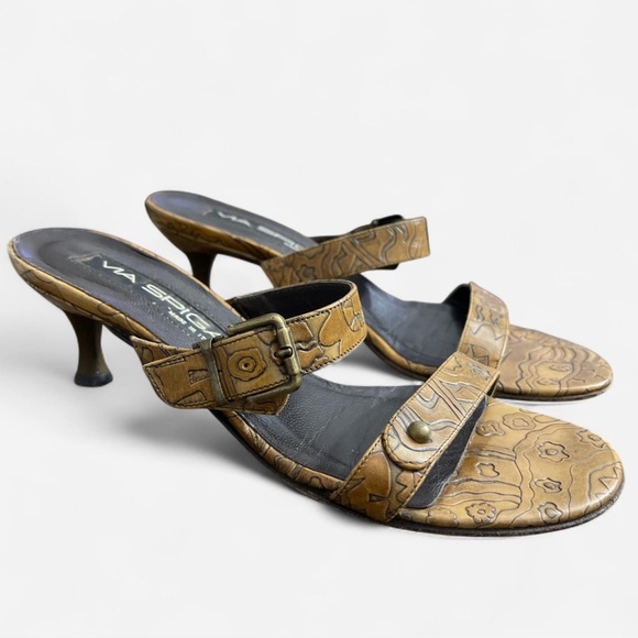 Via Spiga Shoes - Italian Leather tooled Kitten heels